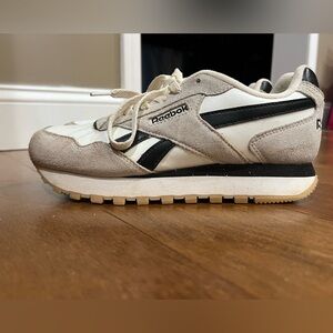 Reebok Classic White and Tan Sneakers